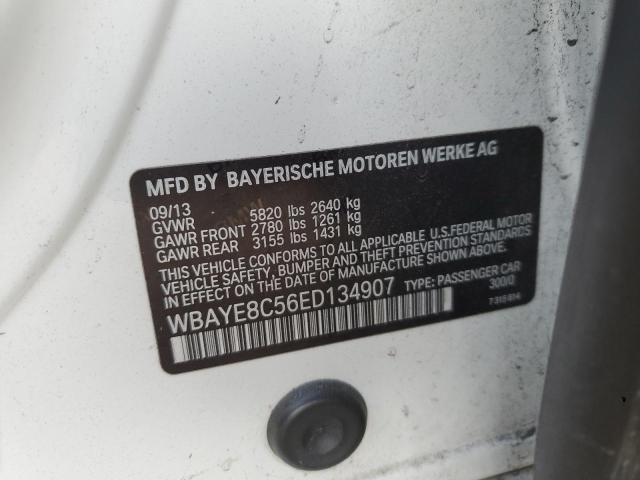 WBAYE8C56ED134907 - 2014 BMW 750 LI WHITE photo 12