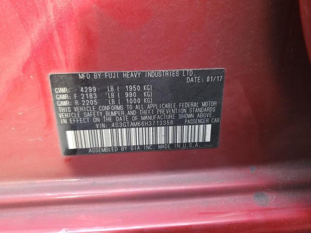 4S3GTAM66H3713358 - 2017 SUBARU IMPREZA SPORT წითელი ფოტო 12
