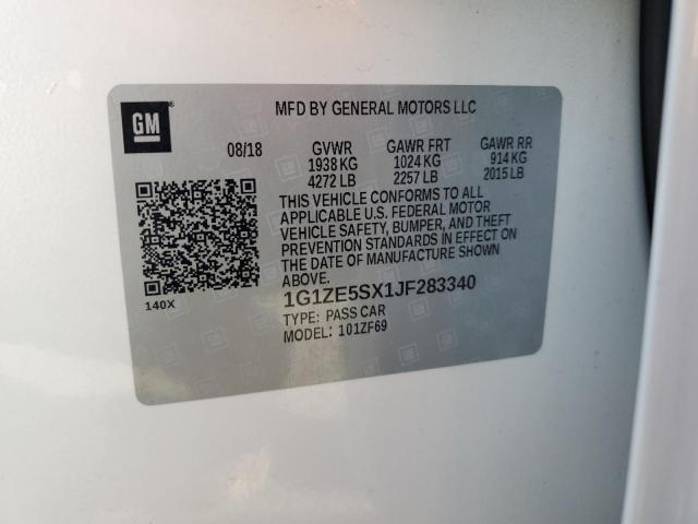 1G1ZE5SX1JF283340 - 2018 CHEVROLET MALIBU PREMIER 白色 照片 12