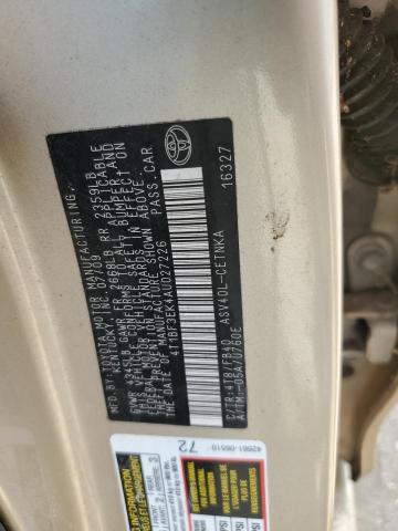4T1BF3EK4AU027226 - 2010 TOYOTA CAMRY BASE ოქროსფერი ფოტო 12
