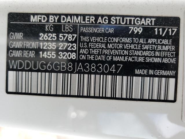 WDDUG6GB8JA383047 - 2018 MERCEDES-BENZ S 450 WHITE photo 12