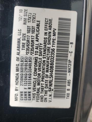 5FNRL5H40BB032356 - 2011 HONDA ODYSSEY EX BLACK photo 13