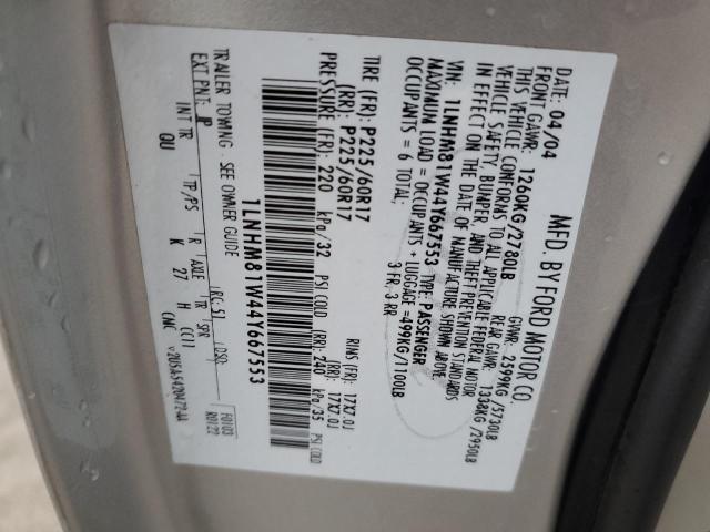 1LNHM81W44Y667553 - 2004 LINCOLN TOWN CAR EXECUTIVE SILVER photo 12