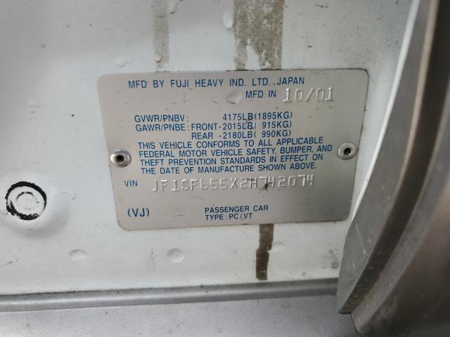 JF1SF655X2H742074 - 2002 SUBARU FORESTER S WHITE photo 13