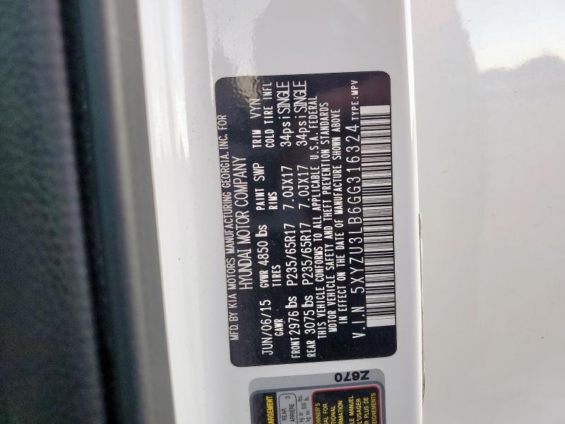 5XYZU3LB6GG316324 - 2016 HYUNDAI SANTA FE S Білий фото 13