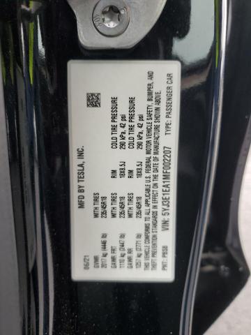 5YJ3E1EA1MF002207 - 2021 TESLA MODEL 3 BLACK photo 12