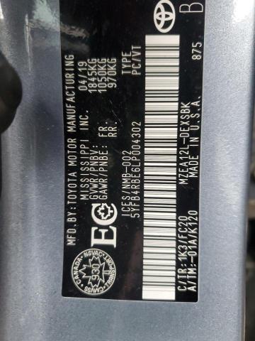 5YFB4RBE6LP004302 - 2020 TOYOTA COROLLA SE Сұр фото 12