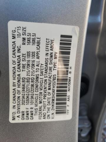 2HKRM3H34FH557825 - 2015 HONDA CR-V LX SILVER photo 14