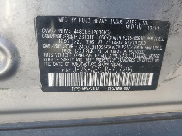 JF2SHABC6BH717295 - 2011 SUBARU FORESTER 2.5X Серебристый фото 13