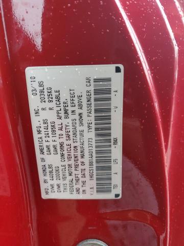 1HGCS1B81AA013773 - 2010 HONDA ACCORD EXL RED photo 12