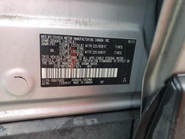 2T3P1RFV2MC211674 - 2021 TOYOTA RAV4 XLE ვერცხლისფერი ფოტო 13