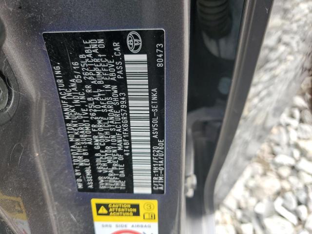 4T4BF1FK6GR579943 - 2016 TOYOTA CAMRY LE CHARCOAL photo 13