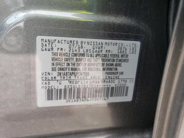 3N1AB7AP6JY347569 - 2018 NISSAN SENTRA S GRAY photo 12