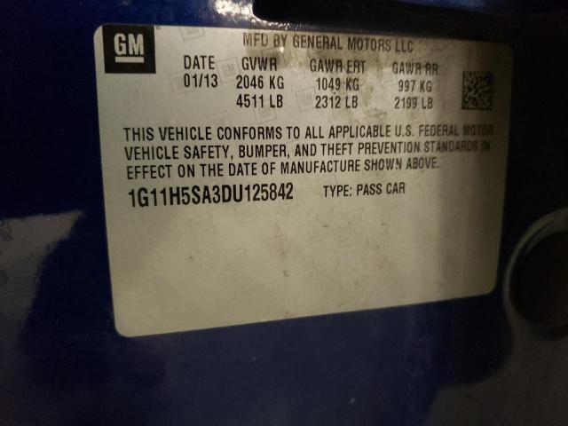 1G11H5SA3DU125842 - 2013 CHEVROLET MALIBU LTZ ლურჯი ფოტო 12