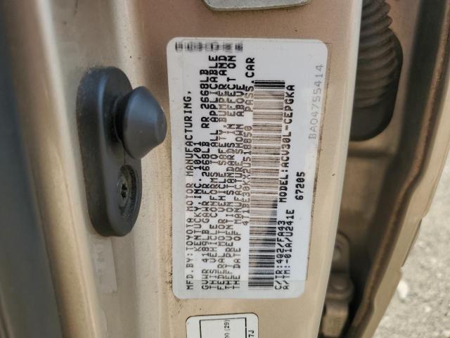 4T1BE30KX2U518850 - 2002 TOYOTA CAMRY LE BEIGE photo 12