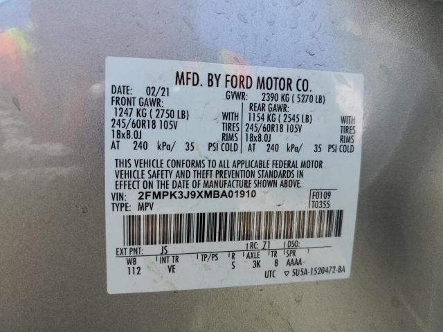 2FMPK3J9XMBA01910 - 2021 FORD EDGE SEL SILVER photo 12