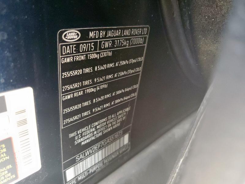 SALWV2EF7GA551673 - 2016 LAND ROVER RANGE ROVE AUTOBIOGRAPHY BLUE photo 12