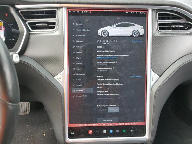 5YJSA1E24HF190663 - 2017 TESLA MODEL S WHITE photo 9