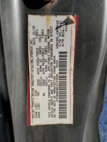 5TESN92N61Z744680 - 2001 TOYOTA TACOMA XTRACAB PRERUNNER ნაცრისფერი ფოტო 12