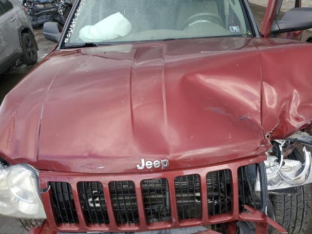 1J8HR48N97C643450 - 2007 JEEP GRAND CHER LAREDO ბურგუნდია ფოტო 12