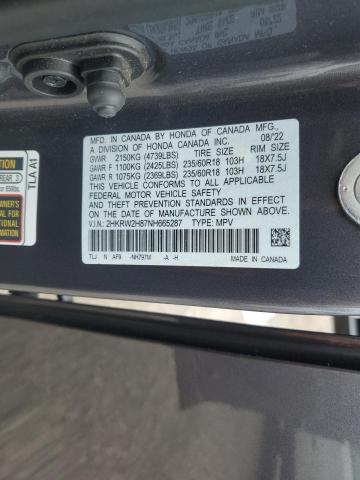 2HKRW2H87NH665287 - 2022 HONDA CR-V EXL GRAY photo 13