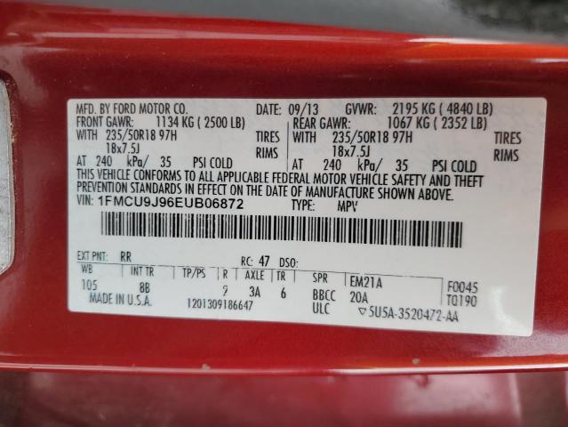 1FMCU9J96EUB06872 - 2014 FORD ESCAPE TITANIUM RED photo 13