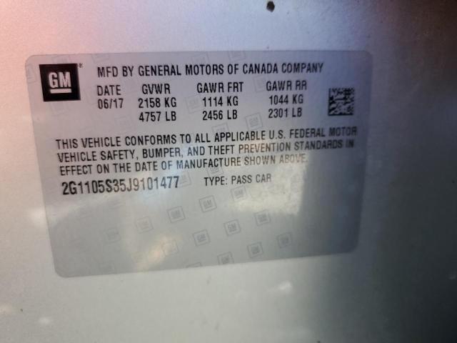 2G1105S35J9101477 - 2018 CHEVROLET IMPALA LT SILVER photo 12