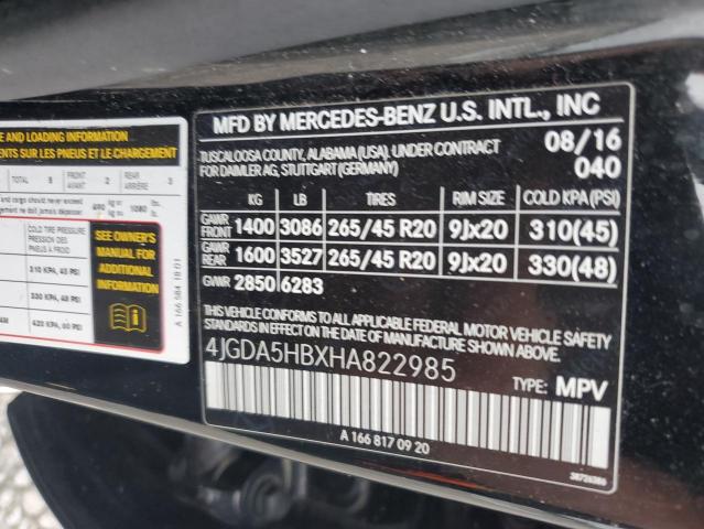 4JGDA5HBXHA822985 - 2017 MERCEDES-BENZ GLE 350 4MATIC BLACK photo 13