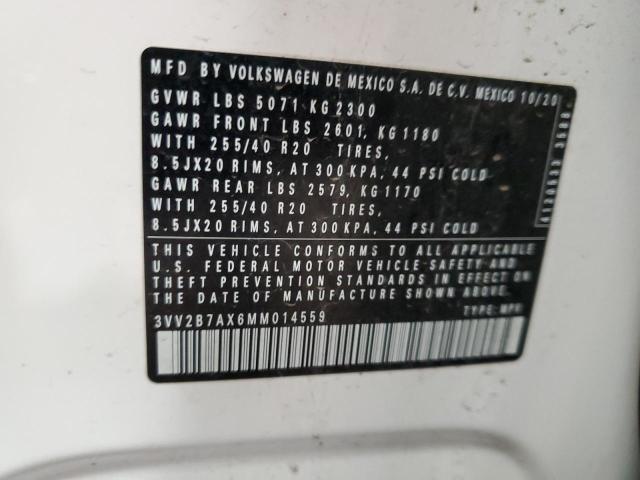 3VV2B7AX6MM014559 - 2021 VOLKSWAGEN TIGUAN SE أبيض صورة 13