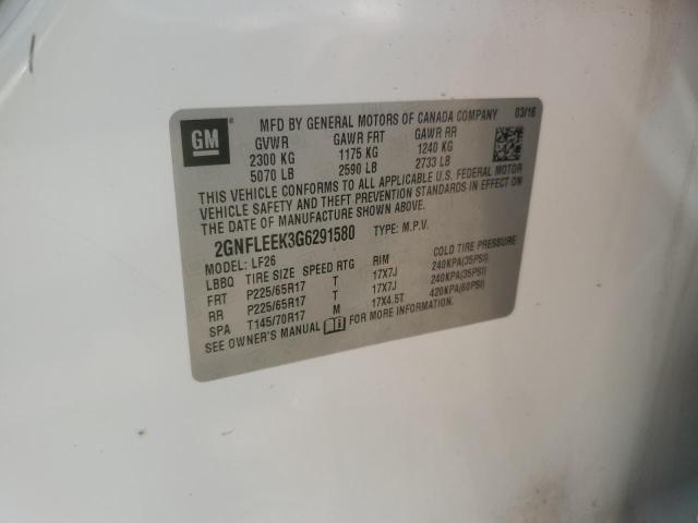 2GNFLEEK3G6291580 - 2016 CHEVROLET EQUINOX LS Ақ фото 12