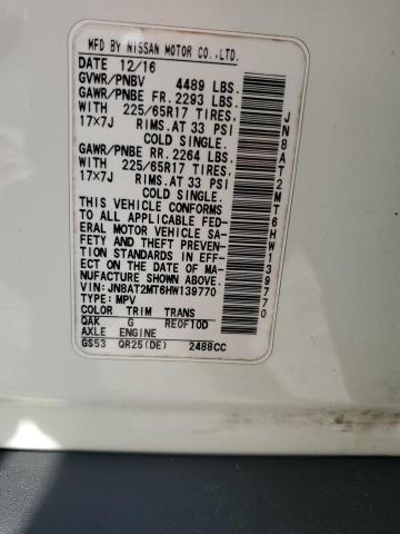 JN8AT2MT6HW139770 - 2017 NISSAN ROGUE S WHITE photo 14