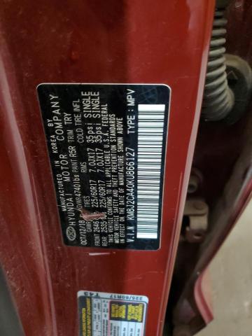 KM8J2CA40KU866127 - 2019 HYUNDAI TUCSON SE მუქწითელი ფოტო 13