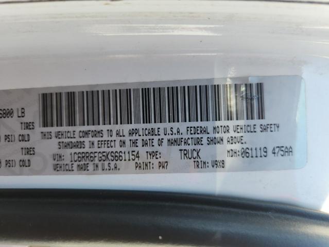 1C6RR6FG5KS661154 - 2019 RAM 1500 CLASS TRADESMAN Weiß Foto 12