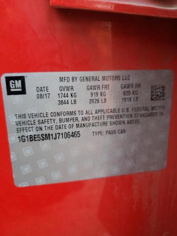 1G1BE5SM1J7106465 - 2018 CHEVROLET CRUZE LT RED photo 13