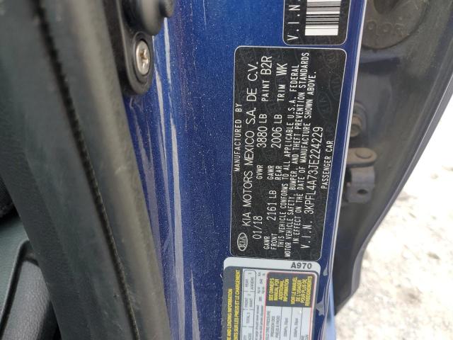 3KPFL4A73JE224229 - 2018 KIA FORTE LX Mavi fotoğraf 12