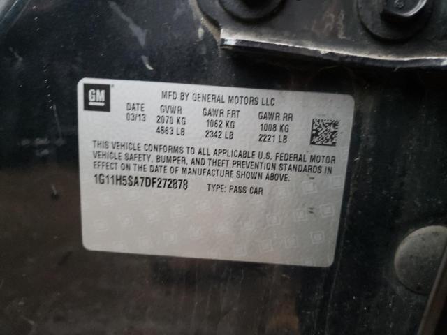 1G11H5SA7DF272878 - 2013 CHEVROLET MALIBU LTZ შავი ფოტო 12