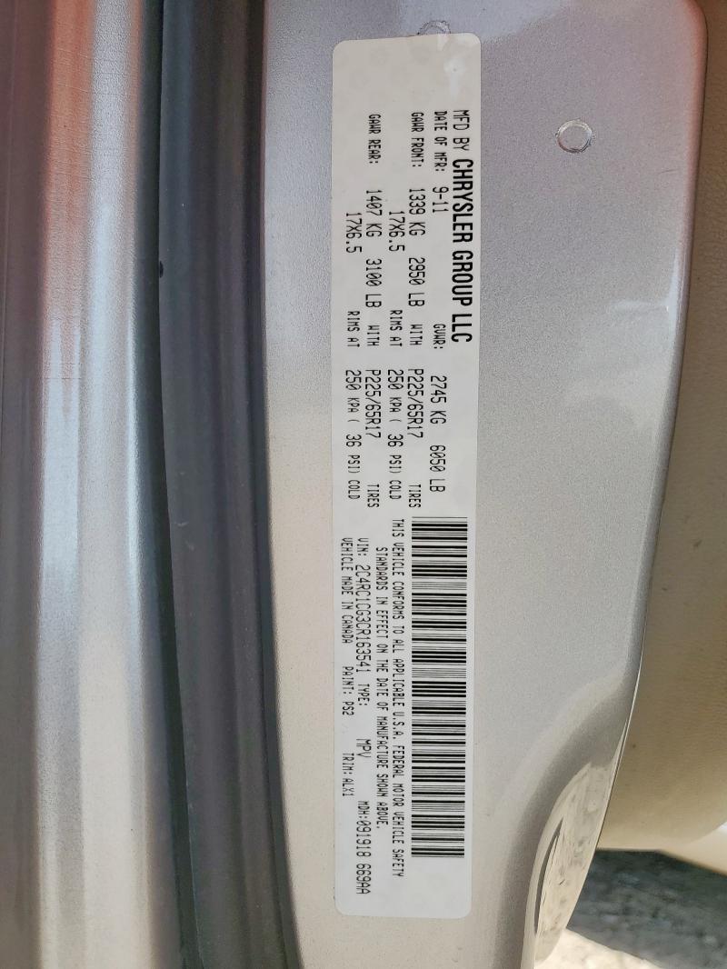 2C4RC1CG3CR163541 - 2012 CHRYSLER TOWN & COU TOURING L SILVER photo 13