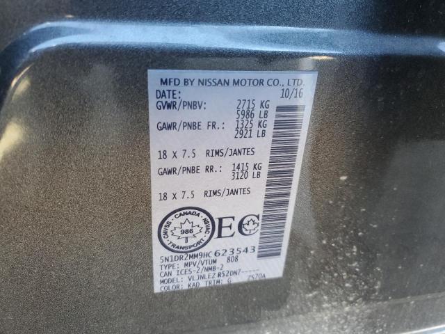 5N1DR2MM9HC623543 - 2017 NISSAN PATHFINDER S GRAY photo 14