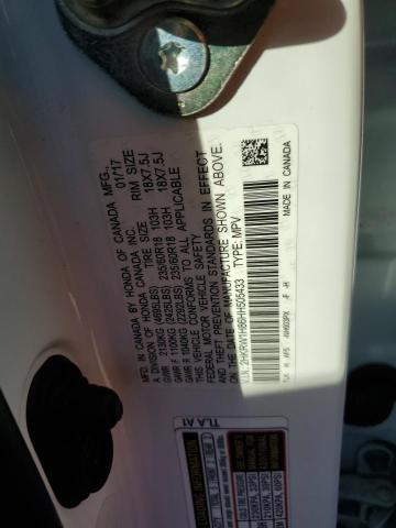 2HKRW1H86HH505433 - 2017 HONDA CR-V EXL WHITE photo 12