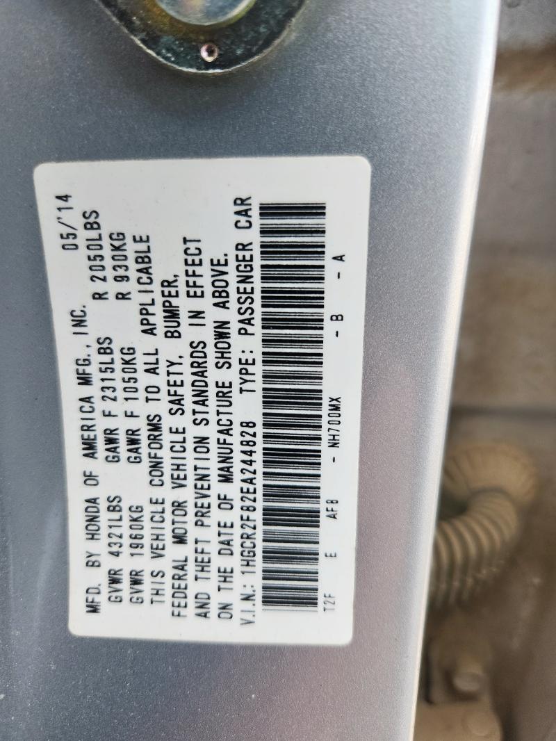 1HGCR2F82EA244828 - 2014 HONDA ACCORD EXL SILVER photo 13