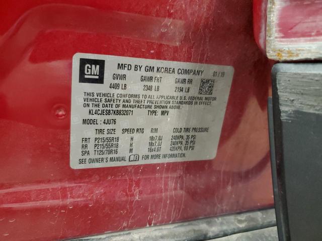 KL4CJESB7KB832071 - 2019 BUICK ENCORE PREFERRED Қызыл фото 13