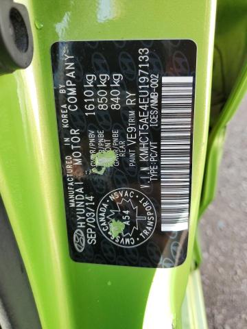 KMHCT5AE4EU197133 - 2014 HYUNDAI ACCENT GLS 绿色 照片 12