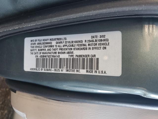 4S3BH675227654143 - 2002 SUBARU LEGACY OUTBACK AWP 绿色 照片 12