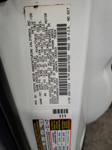 5TEUU4ENXAZ718304 - 2010 TOYOTA TACOMA ACCESS CAB თეთრი ფოტო 12