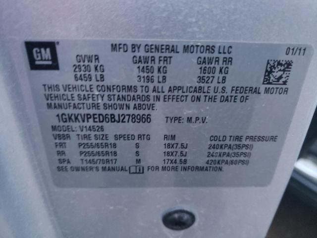 1GKKVPED6BJ278966 - 2011 GMC ACADIA SLE SILVER photo 14