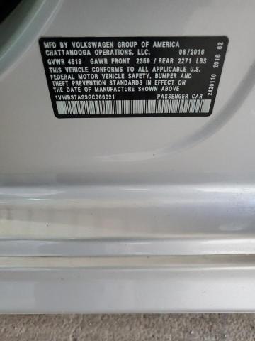 1VWBS7A33GC066021 - 2016 VOLKSWAGEN PASSAT SE Gümüş foto 12