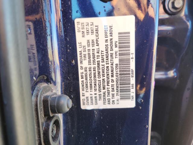 7FARW2H52JE017259 - 2018 HONDA CR-V EX BLUE photo 14