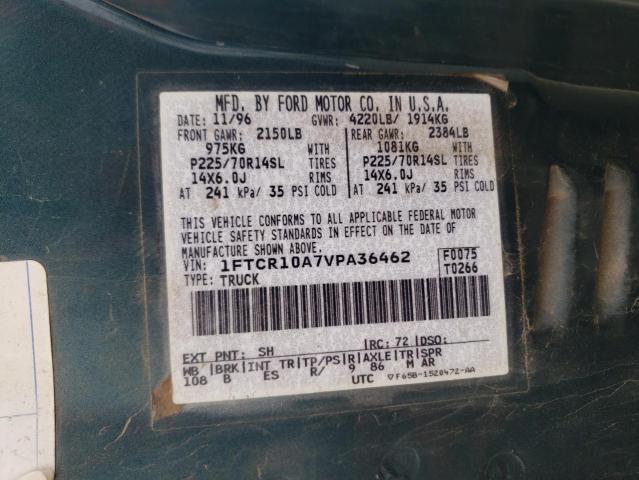 1FTCR10A7VPA36462 - 1997 FORD RANGER GREEN photo 12