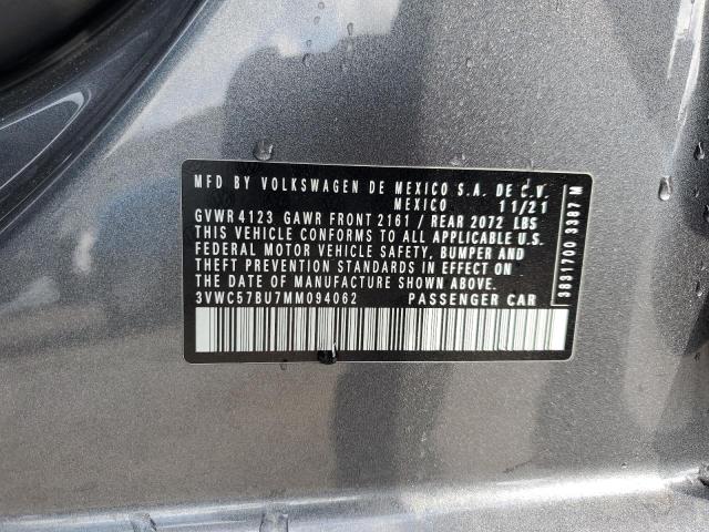 3VWC57BU7MM094062 - 2021 VOLKSWAGEN JETTA S 石墨色 照片 12