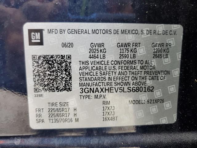 3GNAXHEV5LS680162 - 2020 CHEVROLET EQUINOX LS BLUE photo 14